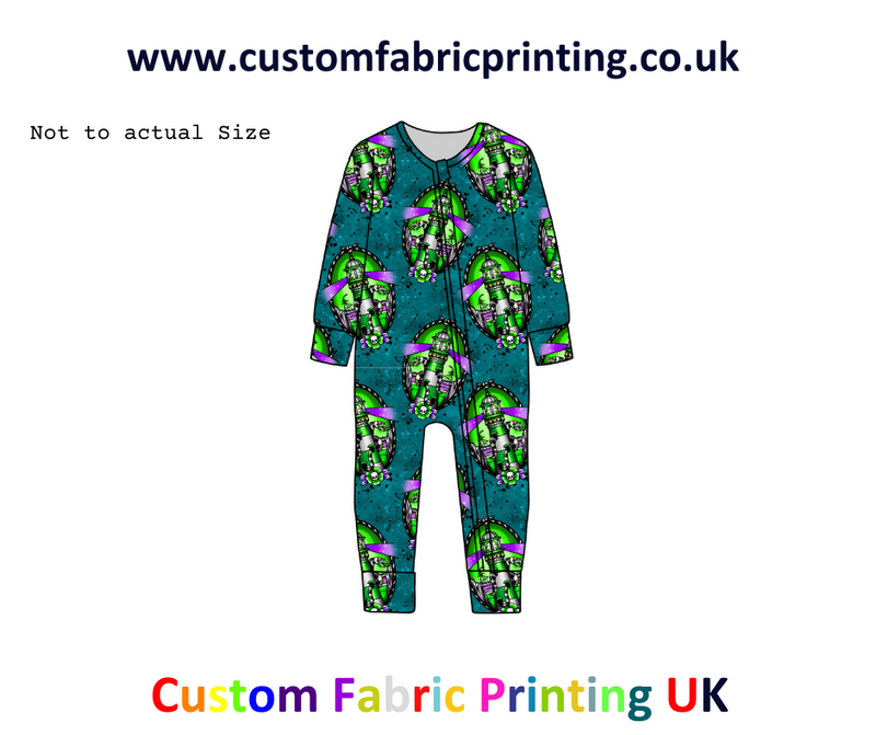 A mock up of A romper suit with BJ Lighthouse by Milk Teef design