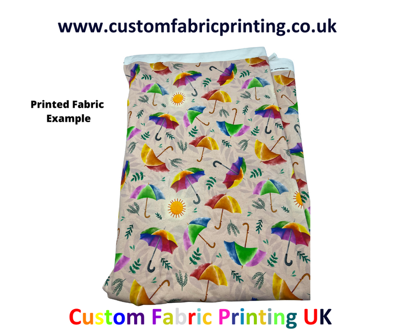 A visual example of summer umbrellas seamless design printed on cotton jersey